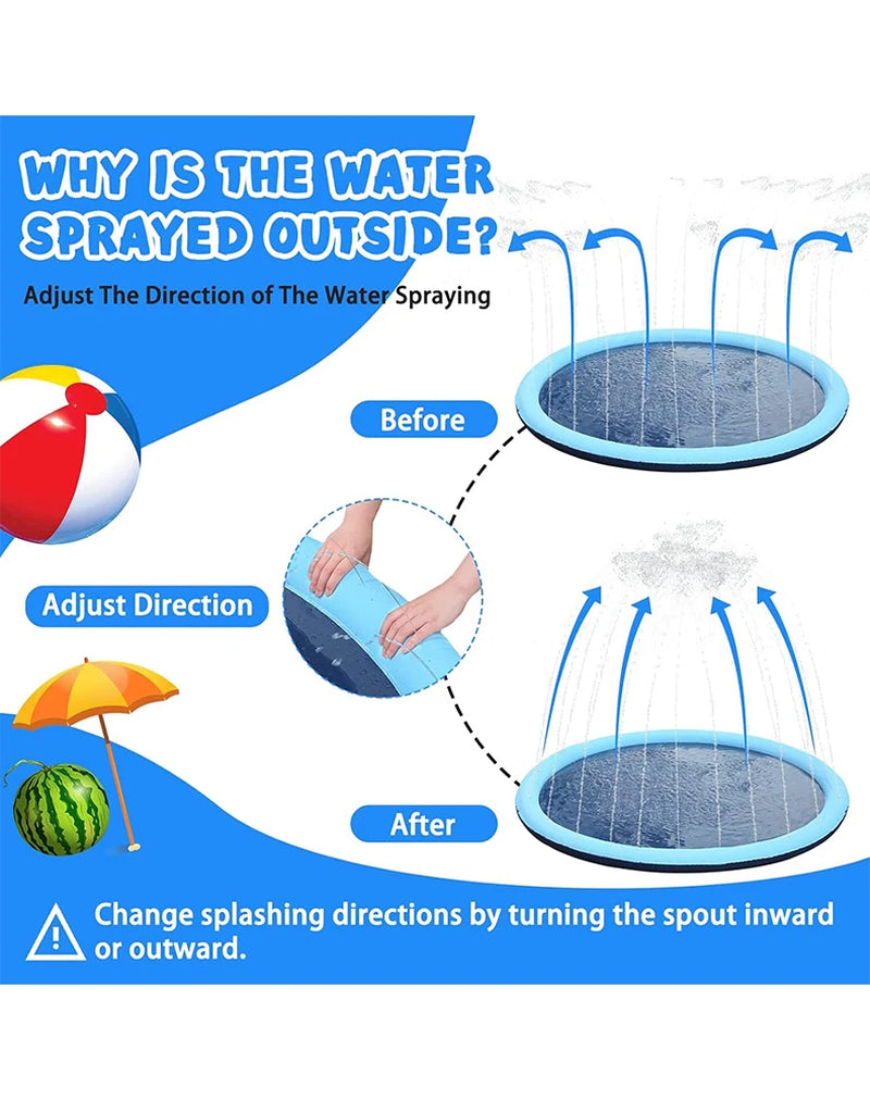 Inflatable Water Spray Pool Splash Pad Summer Outdoor Backyard Sprinkler Play Mat for Kids Dogs