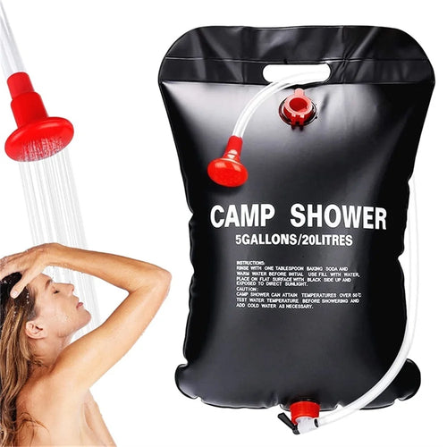 20L Solar Shower Bag Portable Outdoor Camping Shower Bag, Portable Outdoor Eco Friendly Shower Bag, Black