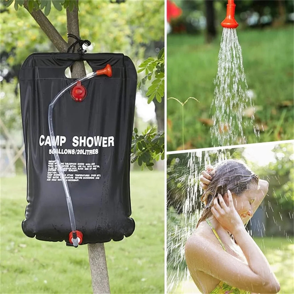 20L Solar Shower Bag Portable Outdoor Camping Shower Bag, Portable Outdoor Eco Friendly Shower Bag, Black