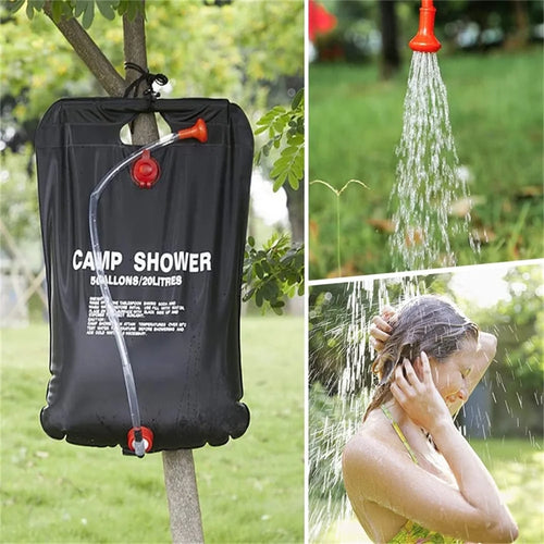 20L Solar Shower Bag Portable Outdoor Camping Shower Bag, Portable Outdoor Eco Friendly Shower Bag, Black